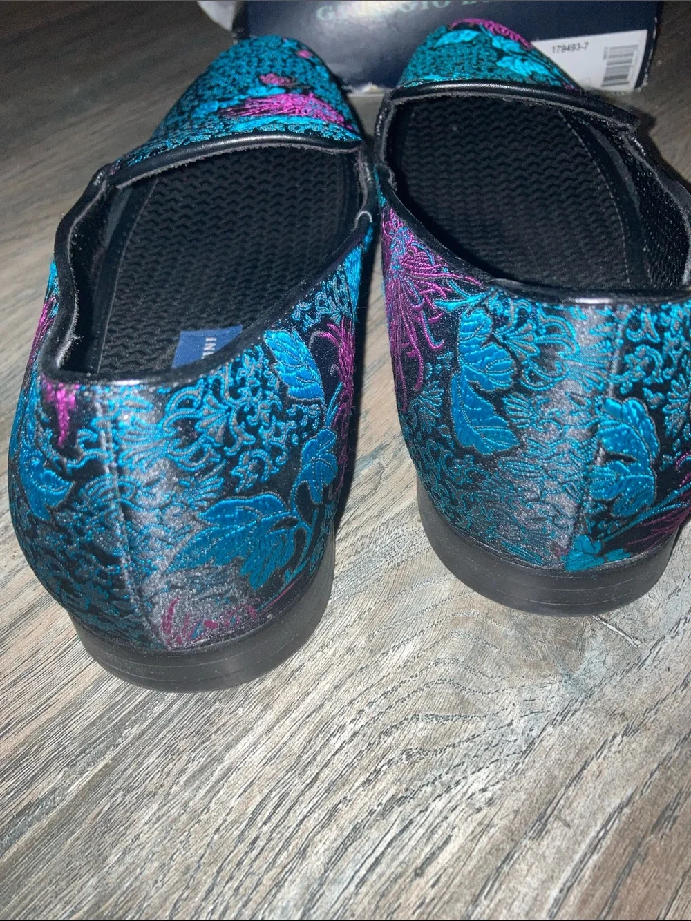 Giorgio Brutini Teal and Purple Floral Jacquard Slip-On Loafers